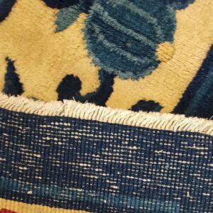 1920s Beige Medallion Antique Chinese Peking Rug 6' X 8'7" Handknotted Wool Carpet - detail view 5