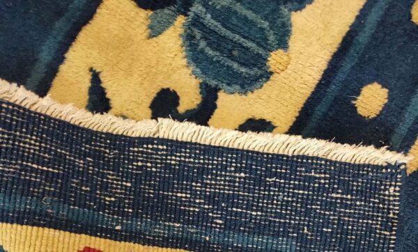 1920s beige medallion antique chinese peking rug 6' x 8'7" handknotted wool carpet - detail view 5