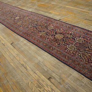 1920s Black Geometric Antique Persian Sarouk Rug 2' 7'' X 19' 0'' Handknotted Wool Carpet - detail view 2