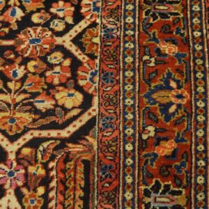 1920s Black Geometric Antique Persian Sarouk Rug 2' 7'' X 19' 0'' Handknotted Wool Carpet - detail view 4