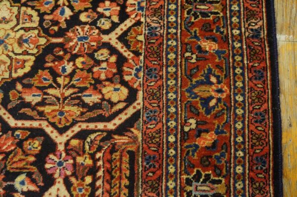 1920s black geometric antique persian sarouk rug 2' 7'' x 19' 0'' handknotted wool carpet 5 1920s black geometric antique persian sarouk rug 2' 7'' x 19' 0'' handknotted wool carpet - detail view 4