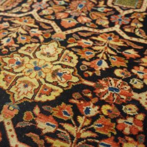 1920s Black Geometric Antique Persian Sarouk Rug 2' 7'' X 19' 0'' Handknotted Wool Carpet - detail view 5
