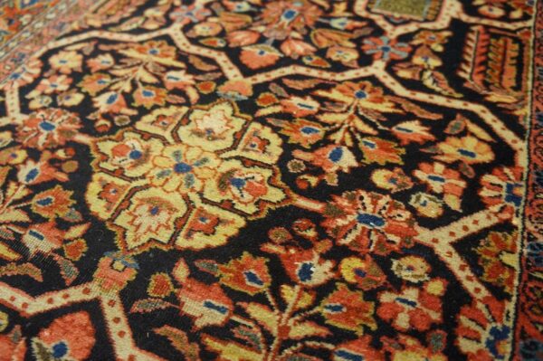 1920s black geometric antique persian sarouk rug 2' 7'' x 19' 0'' handknotted wool carpet 6 1920s black geometric antique persian sarouk rug 2' 7'' x 19' 0'' handknotted wool carpet - detail view 5