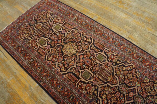 1920s black geometric antique persian sarouk rug 2' 7'' x 19' 0'' handknotted wool carpet 7 1920s black geometric antique persian sarouk rug 2' 7'' x 19' 0'' handknotted wool carpet - detail view 6