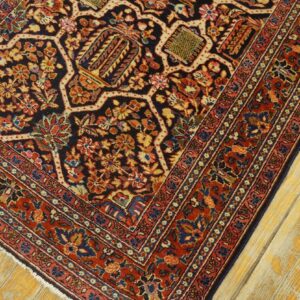 1920s Black Geometric Antique Persian Sarouk Rug 2' 7'' X 19' 0'' Handknotted Wool Carpet - detail view 7