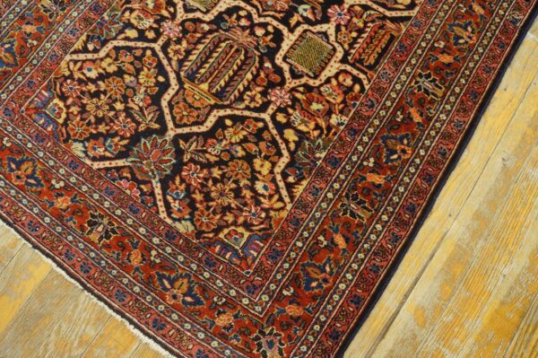 1920s black geometric antique persian sarouk rug 2' 7'' x 19' 0'' handknotted wool carpet 8 1920s black geometric antique persian sarouk rug 2' 7'' x 19' 0'' handknotted wool carpet - detail view 7