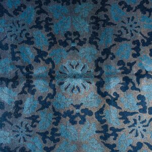 1920s Blue Foliate Antique Chinese Peking Rug 9'x11' 11" Handknotted Wool Carpet - detail view 6