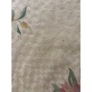 1920s Ivory Floral Medalion Antique European Flatweave Wool Chain Stitch Rug - detail view 7