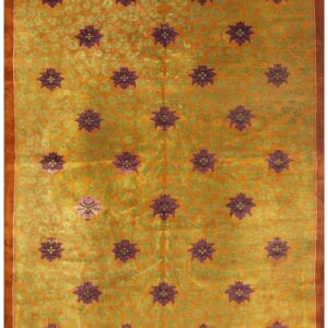 1920s Orange Branches Sprays Modern Floral Antique Chinese Knotted Art Deco Rug