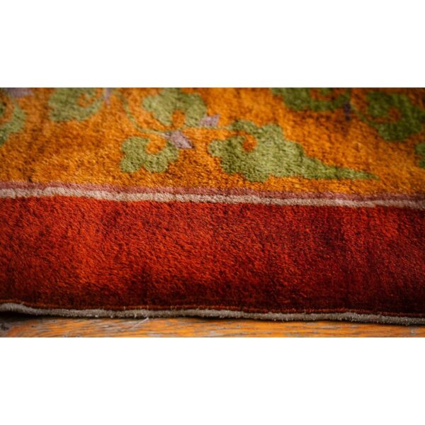 1920s orange branches sprays modern floral antique chinese knotted art deco rug - detail view 3