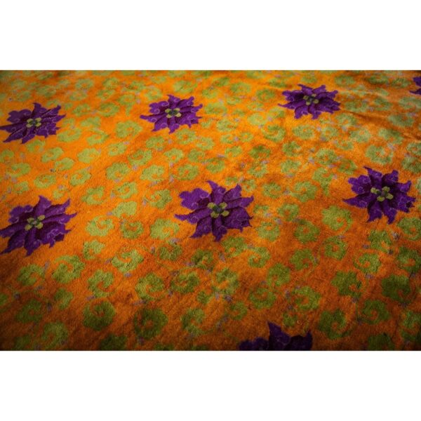 1920s orange branches sprays modern floral antique chinese knotted art deco rug - detail view 6