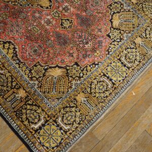 1920s Pink Medallion Pair of Antique Persian Silk Qum Carpets 3' 7'' X 5' 2'' Handknotted Wool Rugs - detail view 4