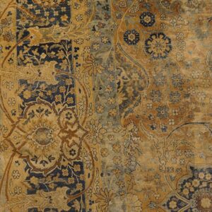1920s Tan Camel Floral Antique Persian Kerman Rug 11' 8" X 21'8" Knotted Wool Carpet - detail view 3