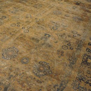 1920s Tan Camel Floral Antique Persian Kerman Rug 11' 8" X 21'8" Knotted Wool Carpet - detail view 4