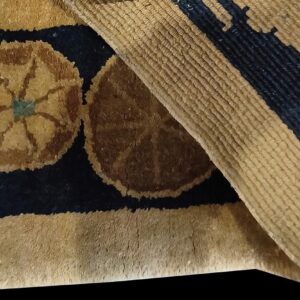 1930s Beige Floral Shou Antique Chinese Peking Rug 3' 0''x 4' 10'' Handknotted Wool Carpet - detail view 3