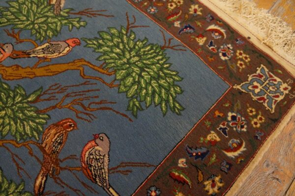 1930s blue animalistic antique persian tabriz rug 2' x 2' 3" handknotted wool carpet 6 1930s blue animalistic antique persian tabriz rug 2' x 2' 3" handknotted wool carpet - detail view 5