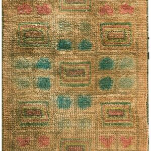 1930s Camel Tan Geometric Swedish Art Deco European Wool Rug Carpet