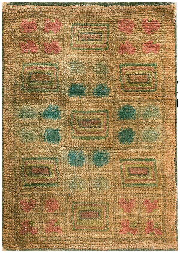 1930s camel tan geometric swedish art deco european wool rug carpet
