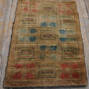 1930s Camel Tan Geometric Swedish Art Deco European Wool Rug Carpet - detail view 1