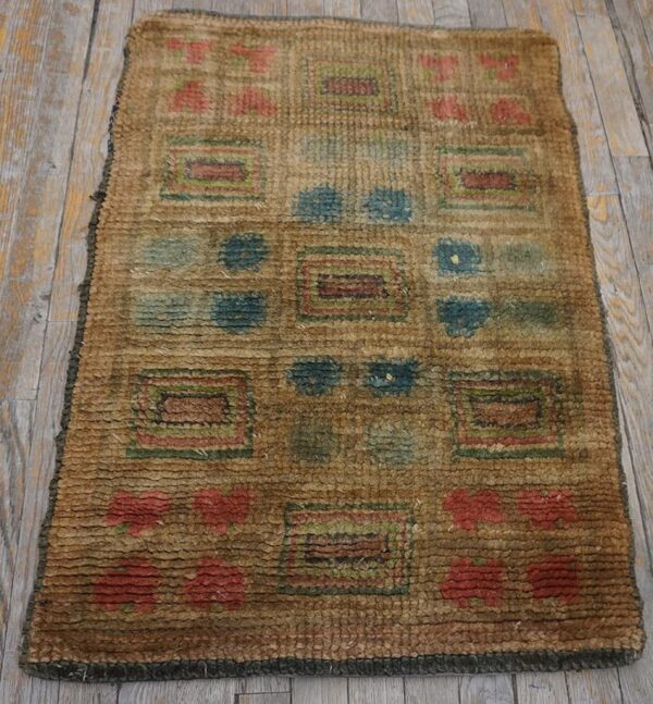 1930s camel tan geometric swedish art deco european wool rug carpet - detail view 1