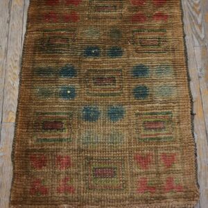 1930s Camel Tan Geometric Swedish Art Deco European Wool Rug Carpet - detail view 2