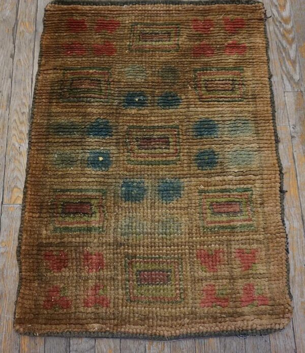 1930s camel tan geometric swedish art deco european wool rug carpet - detail view 2