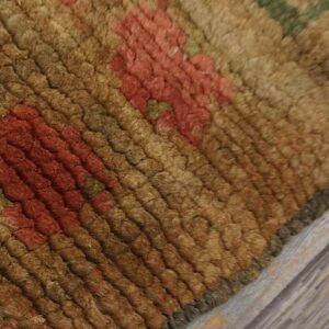 1930s Camel Tan Geometric Swedish Art Deco European Wool Rug Carpet - detail view 3