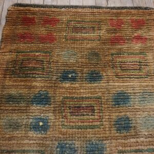 1930s Camel Tan Geometric Swedish Art Deco European Wool Rug Carpet - detail view 5