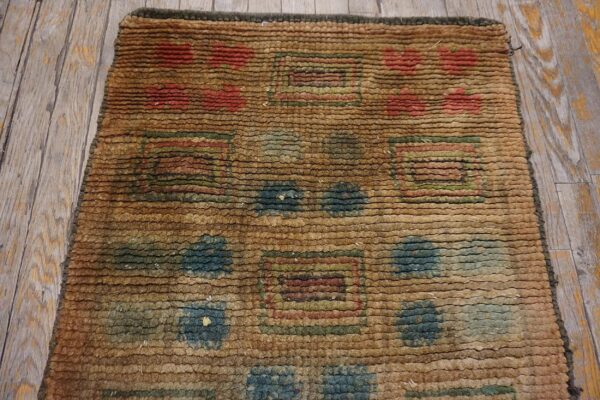 1930s camel tan geometric swedish art deco european wool rug carpet - detail view 5