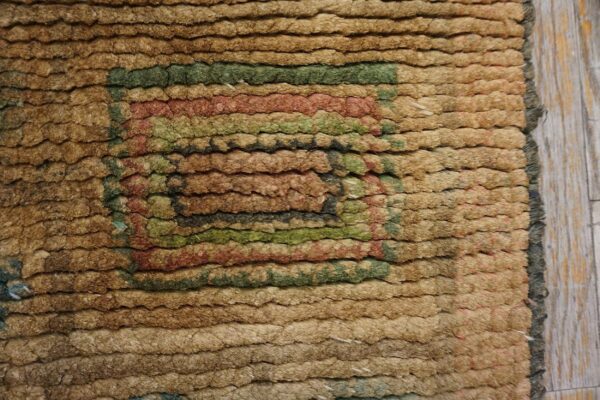 1930s camel tan geometric swedish art deco european wool rug carpet - detail view 7