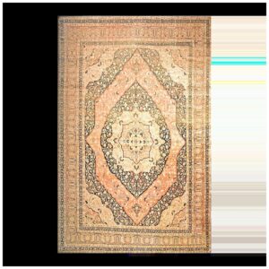 1930s Ivory Salmon Medallion Antique Persian Tabriz Rug 11'2" X17'4" Handknotted Wool Carpet