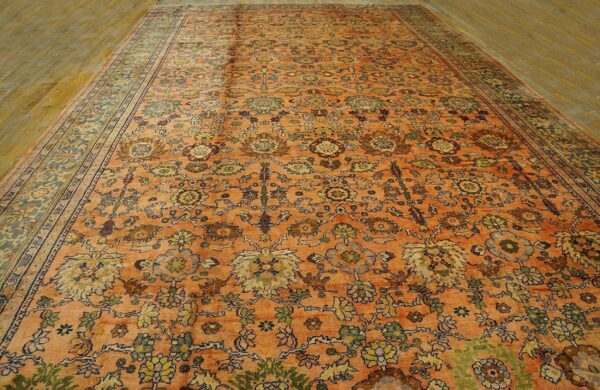 1930s orange salmon geometric antique persian sultanabad rug 10'10" x 20'2" handknotted wool carpet 2 1930s orange salmon geometric antique persian sultanabad rug 10'10" x 20'2" handknotted wool carpet - detail view 1