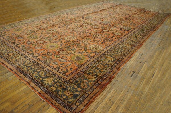 1930s orange salmon geometric antique persian sultanabad rug 10'10" x 20'2" handknotted wool carpet 6 1930s orange salmon geometric antique persian sultanabad rug 10'10" x 20'2" handknotted wool carpet - detail view 5