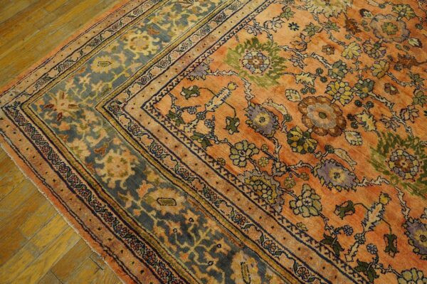 1930s orange salmon geometric antique persian sultanabad rug 10'10" x 20'2" handknotted wool carpet 7 1930s orange salmon geometric antique persian sultanabad rug 10'10" x 20'2" handknotted wool carpet - detail view 6
