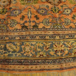 1930s Orange Salmon Geometric Antique Persian Sultanabad Rug 10'10" X 20'2" Handknotted Wool Carpet - detail view 7