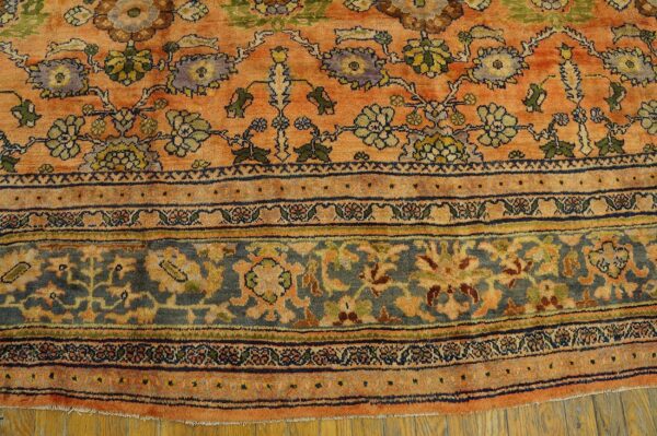 1930s orange salmon geometric antique persian sultanabad rug 10'10" x 20'2" handknotted wool carpet 8 1930s orange salmon geometric antique persian sultanabad rug 10'10" x 20'2" handknotted wool carpet - detail view 7