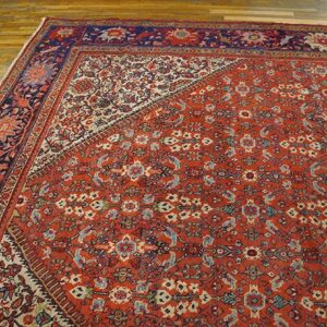 1930s Red Medallion Antique Persian Mahal Rug 10'3'' X 13'5'' Handwoven Wool Carpet - detail view 2