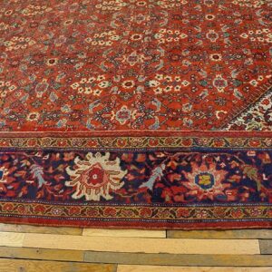 1930s Red Medallion Antique Persian Mahal Rug 10'3'' X 13'5'' Handwoven Wool Carpet - detail view 3