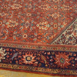 1930s Red Medallion Antique Persian Mahal Rug 10'3'' X 13'5'' Handwoven Wool Carpet - detail view 4
