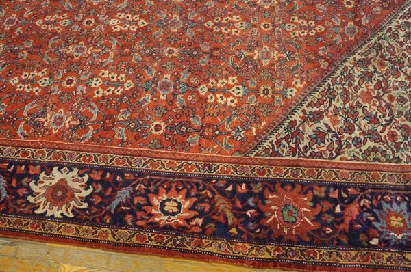 1930s red medallion antique persian mahal rug 10'3'' x 13'5'' handwoven wool carpet - detail view 4