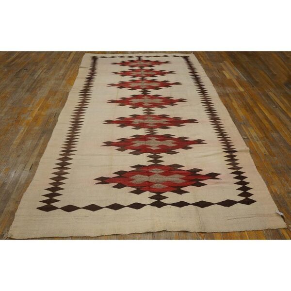 1930s rustic beige field geometric antique american navajo flatweave wool rug 2 1930s rustic beige field geometric antique american navajo flatweave wool rug - detail view 1