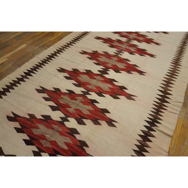 1930s rustic beige field geometric antique american navajo flatweave wool rug 5 1930s rustic beige field geometric antique american navajo flatweave wool rug - detail view 4