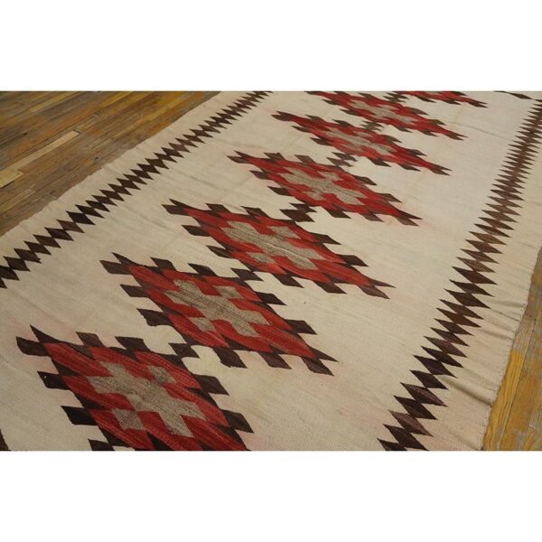 1930s rustic beige field geometric antique american navajo flatweave wool rug 6 1930s rustic beige field geometric antique american navajo flatweave wool rug - detail view 5