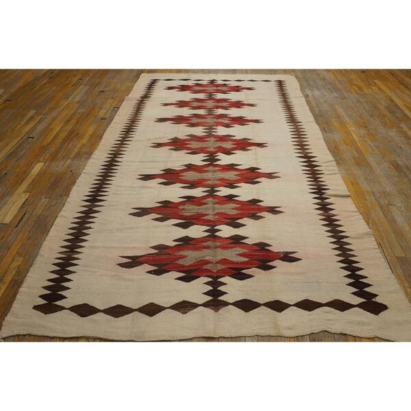 1930s rustic beige field geometric antique american navajo flatweave wool rug 7 1930s rustic beige field geometric antique american navajo flatweave wool rug - detail view 6