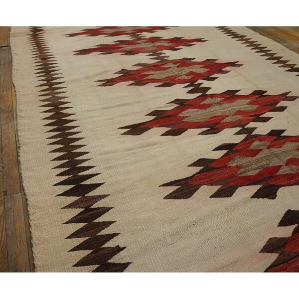 1930s rustic beige field geometric antique american navajo flatweave wool rug 8 1930s rustic beige field geometric antique american navajo flatweave wool rug - detail view 7