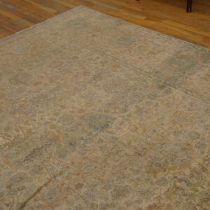 1930s Tan Camel Geometric Antique Persian Kerman Rug 9'3" X 11'9" Handknotted Wool Carpet - detail view 3