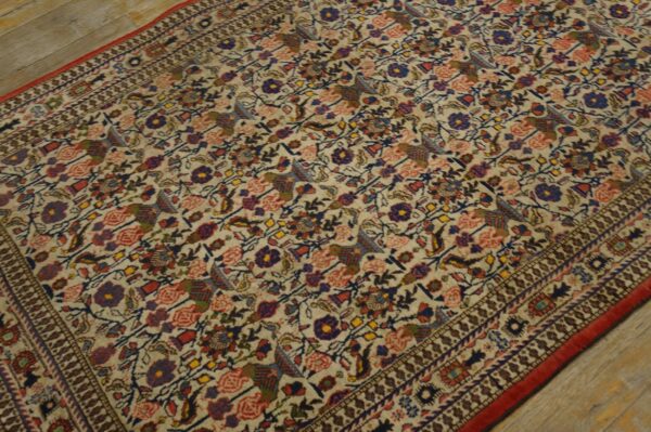 1940s multicolor rose vases antique persian qum rug 3' 5'' x 5' 3'' handknotted wool carpet 4 1940s multicolor rose vases antique persian qum rug 3' 5'' x 5' 3'' handknotted wool carpet - detail view 3