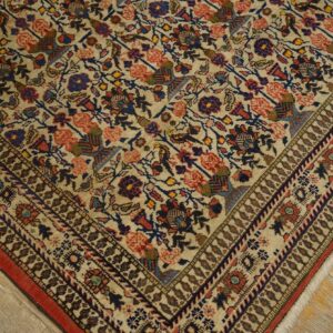 1940s Multicolor Rose Vases Antique Persian Qum Rug 3' 5'' X 5' 3'' Handknotted Wool Carpet - detail view 4