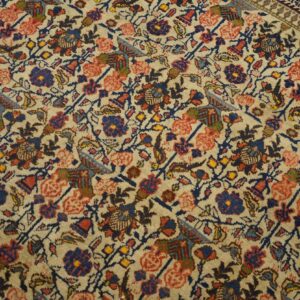 1940s Multicolor Rose Vases Antique Persian Qum Rug 3' 5'' X 5' 3'' Handknotted Wool Carpet - detail view 7