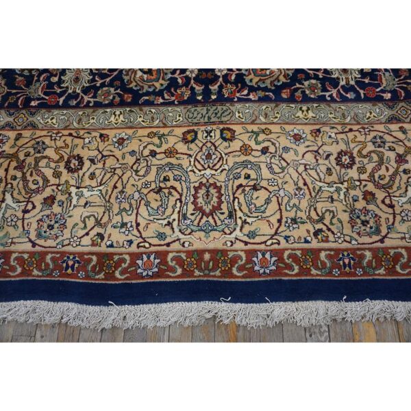 1940s navy blue persian tabriz hunting design handknotted wool carpet rug - detail view 14
